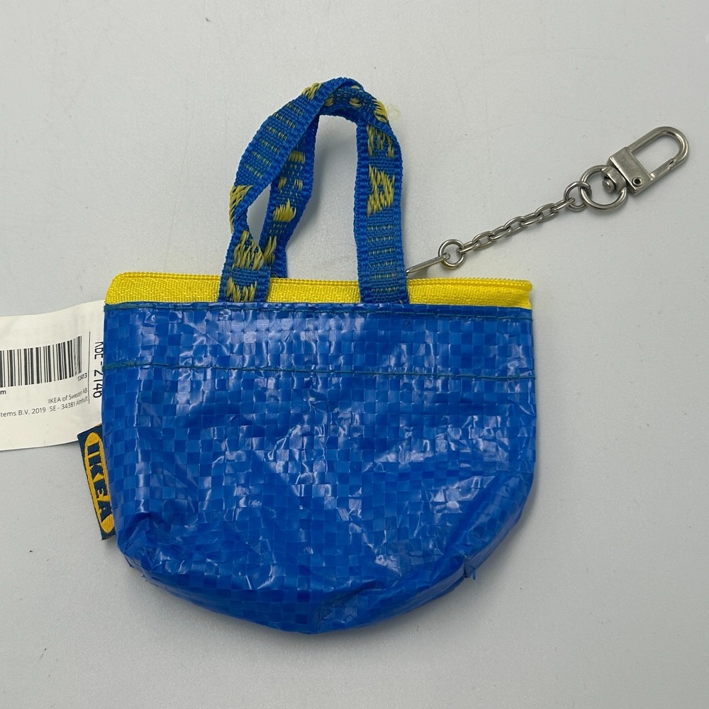 IKEA Bag Knolig Mini Zipper Coin Keychain Tote Key Blue Yard Sale Purse‎ 2019